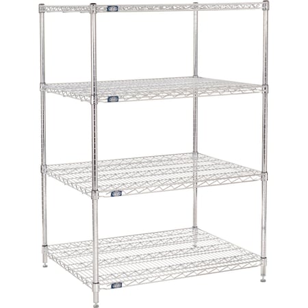 Nexel 4 Shelf, Chrome Wire Shelving Unit, Starter, 36inW x 30inD x 54inH 188248